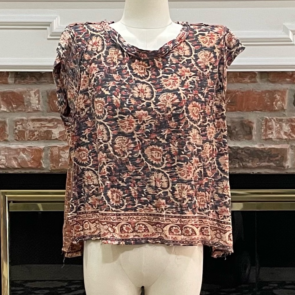 Free People orange floral patterned high-low crop top / XS / Excellent condition